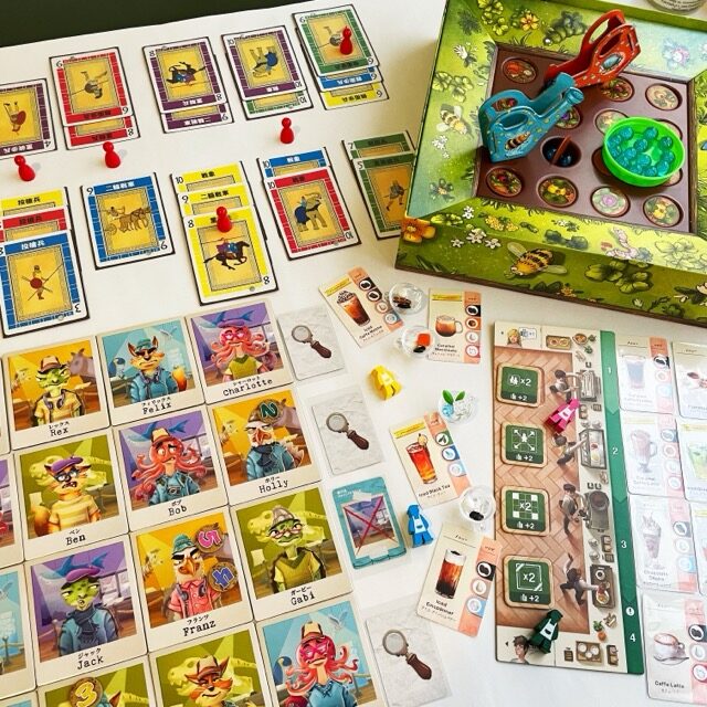 ボードゲーム、バトルライン、コーヒーラッシュ、ミュージアムサスペクツ、おいしいやさい